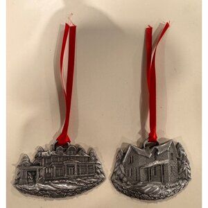 Set of 2 Limited Edition MGIC Pewter Ornament Set With Red Ribbon